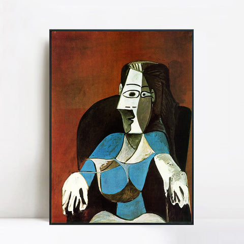 INVIN ART Framed Canvas Giclee Print Art 1962 Femme assise au fauteuil noir by Pablo Picasso Wall Art Living Room Home Office Decorations