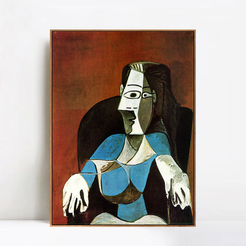 INVIN ART Framed Canvas Giclee Print Art 1962 Femme assise au fauteuil noir by Pablo Picasso Wall Art Living Room Home Office Decorations