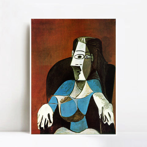 INVIN ART Framed Canvas Giclee Print Art 1962 Femme assise au fauteuil noir by Pablo Picasso Wall Art Living Room Home Office Decorations