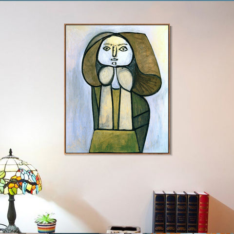INVIN ART Framed Canvas Giclee Print Art 1946 Femme _la robe verte by Pablo Picasso Wall Art Living Room Home Office Decorations