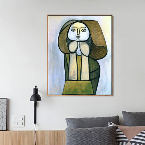 INVIN ART Framed Canvas Giclee Print Art 1946 Femme _la robe verte by Pablo Picasso Wall Art Living Room Home Office Decorations
