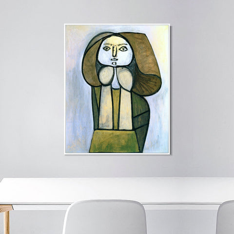 INVIN ART Framed Canvas Giclee Print Art 1946 Femme _la robe verte by Pablo Picasso Wall Art Living Room Home Office Decorations