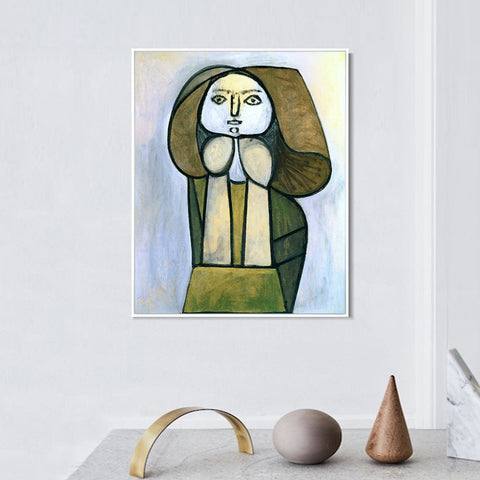 INVIN ART Framed Canvas Giclee Print Art 1946 Femme _la robe verte by Pablo Picasso Wall Art Living Room Home Office Decorations