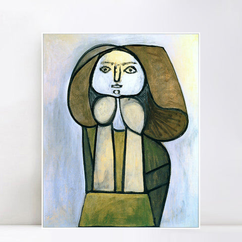 INVIN ART Framed Canvas Giclee Print Art 1946 Femme _la robe verte by Pablo Picasso Wall Art Living Room Home Office Decorations