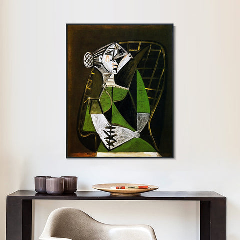 INVIN ART Framed Canvas Giclee Print Art 1951 Femme au chignon assise by Pablo Picasso Wall Art Living Room Home Office Decorations