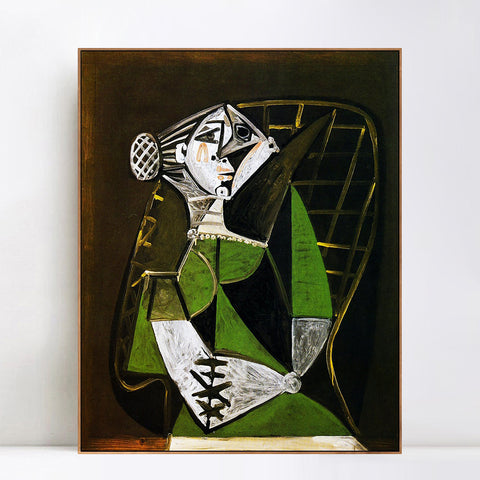 INVIN ART Framed Canvas Giclee Print Art 1951 Femme au chignon assise by Pablo Picasso Wall Art Living Room Home Office Decorations