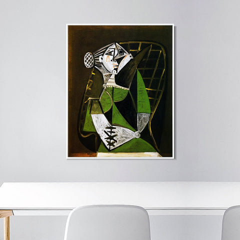 INVIN ART Framed Canvas Giclee Print Art 1951 Femme au chignon assise by Pablo Picasso Wall Art Living Room Home Office Decorations