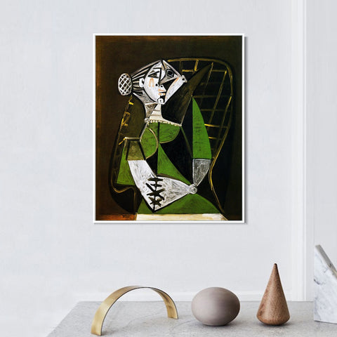 INVIN ART Framed Canvas Giclee Print Art 1951 Femme au chignon assise by Pablo Picasso Wall Art Living Room Home Office Decorations