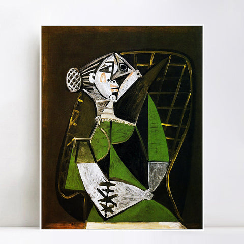 INVIN ART Framed Canvas Giclee Print Art 1951 Femme au chignon assise by Pablo Picasso Wall Art Living Room Home Office Decorations