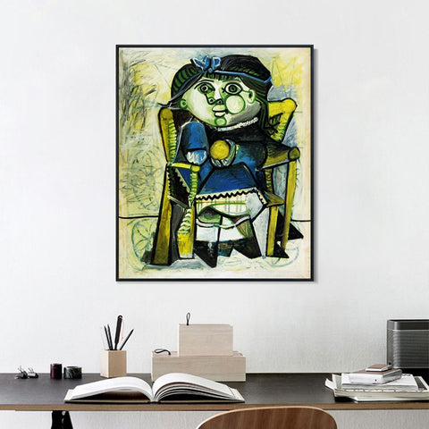 INVIN ART Framed Canvas Giclee Print Art 1951 Paloma _l'orange by Pablo Picasso Wall Art Living Room Home Office Decorations