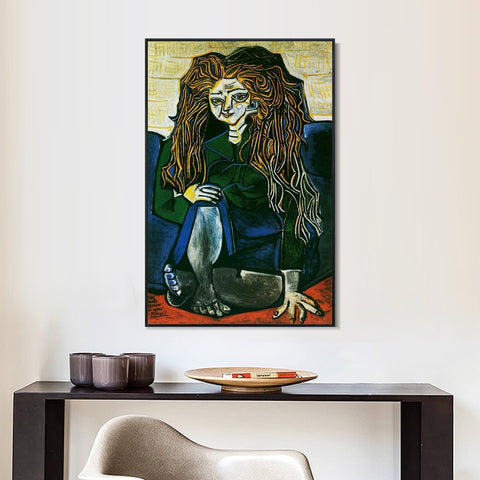 INVIN ART Framed Canvas Giclee Print Art 1951 Portrait de madame Helene Parmelin sur fond vert by Pablo Picasso Wall Art Living Room Home Office Decorations