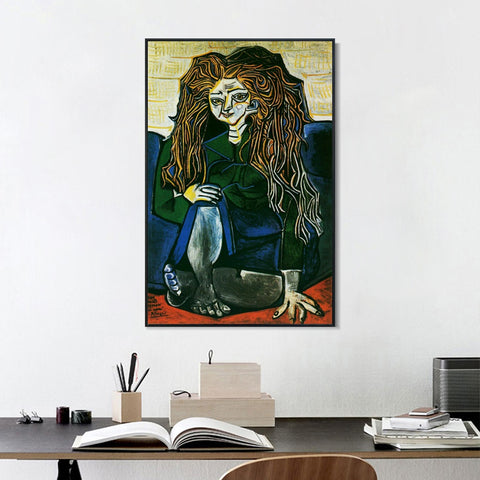 INVIN ART Framed Canvas Giclee Print Art 1951 Portrait de madame Helene Parmelin sur fond vert by Pablo Picasso Wall Art Living Room Home Office Decorations