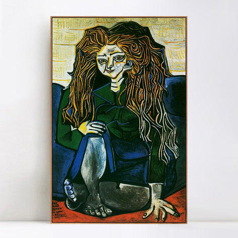 INVIN ART Framed Canvas Giclee Print Art 1951 Portrait de madame Helene Parmelin sur fond vert by Pablo Picasso Wall Art Living Room Home Office Decorations