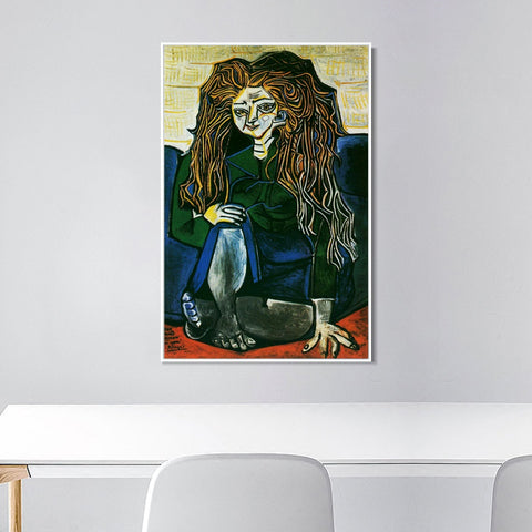 INVIN ART Framed Canvas Giclee Print Art 1951 Portrait de madame Helene Parmelin sur fond vert by Pablo Picasso Wall Art Living Room Home Office Decorations