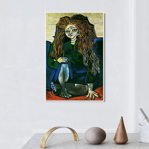 INVIN ART Framed Canvas Giclee Print Art 1951 Portrait de madame Helene Parmelin sur fond vert by Pablo Picasso Wall Art Living Room Home Office Decorations