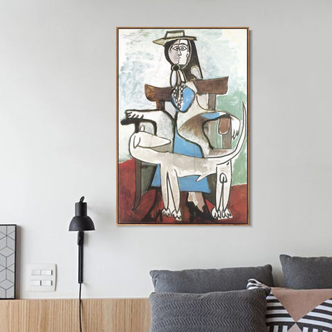 INVIN ART Framed Canvas Giclee Print Art 1959 Jacqueline et le chien afghan by Pablo Picasso Wall Art Living Room Home Office Decorations