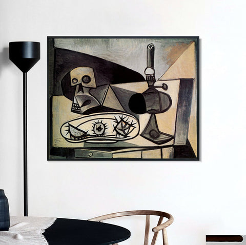 INVIN ART Framed Canvas Giclee Print Art 1946 Cr?ne, oursins et lampe sur une table 1 by Pablo Picasso Wall Art Living Room Home Office Decorations