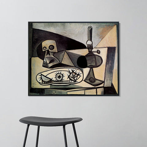 INVIN ART Framed Canvas Giclee Print Art 1946 Cr?ne, oursins et lampe sur une table 1 by Pablo Picasso Wall Art Living Room Home Office Decorations