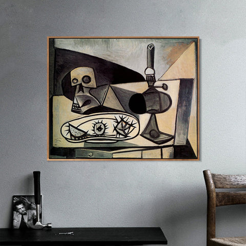 INVIN ART Framed Canvas Giclee Print Art 1946 Cr?ne, oursins et lampe sur une table 1 by Pablo Picasso Wall Art Living Room Home Office Decorations