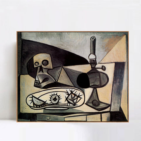 INVIN ART Framed Canvas Giclee Print Art 1946 Cr?ne, oursins et lampe sur une table 1 by Pablo Picasso Wall Art Living Room Home Office Decorations