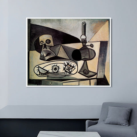 INVIN ART Framed Canvas Giclee Print Art 1946 Cr?ne, oursins et lampe sur une table 1 by Pablo Picasso Wall Art Living Room Home Office Decorations