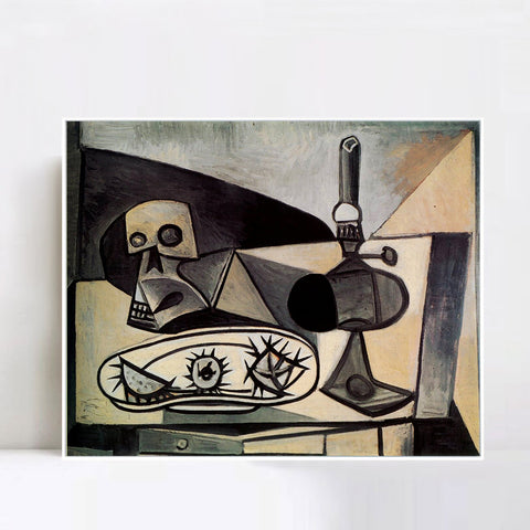 INVIN ART Framed Canvas Giclee Print Art 1946 Cr?ne, oursins et lampe sur une table 1 by Pablo Picasso Wall Art Living Room Home Office Decorations