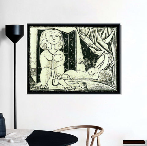 INVIN ART Framed Canvas Giclee Print Art 1946 Les deux femmes nues XVI by Pablo Picasso Wall Art Living Room Home Office Decorations