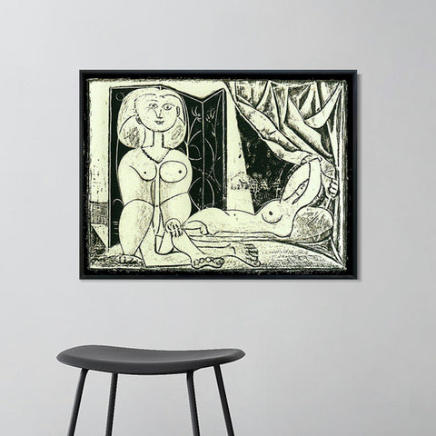 INVIN ART Framed Canvas Giclee Print Art 1946 Les deux femmes nues XVI by Pablo Picasso Wall Art Living Room Home Office Decorations