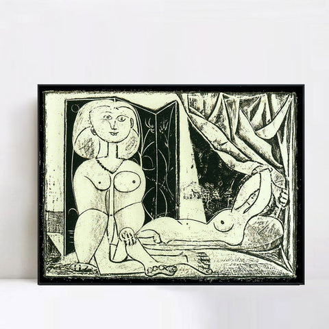 INVIN ART Framed Canvas Giclee Print Art 1946 Les deux femmes nues XVI by Pablo Picasso Wall Art Living Room Home Office Decorations