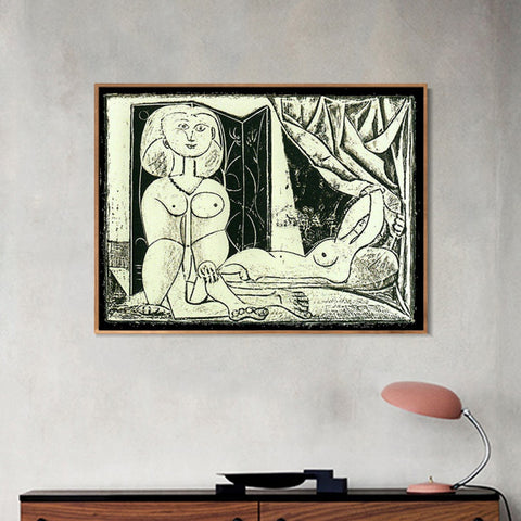 INVIN ART Framed Canvas Giclee Print Art 1946 Les deux femmes nues XVI by Pablo Picasso Wall Art Living Room Home Office Decorations