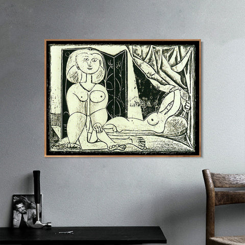 INVIN ART Framed Canvas Giclee Print Art 1946 Les deux femmes nues XVI by Pablo Picasso Wall Art Living Room Home Office Decorations