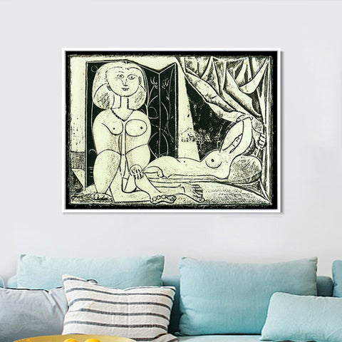 INVIN ART Framed Canvas Giclee Print Art 1946 Les deux femmes nues XVI by Pablo Picasso Wall Art Living Room Home Office Decorations