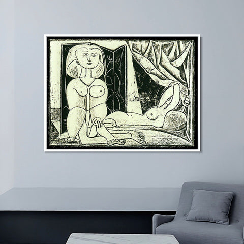 INVIN ART Framed Canvas Giclee Print Art 1946 Les deux femmes nues XVI by Pablo Picasso Wall Art Living Room Home Office Decorations