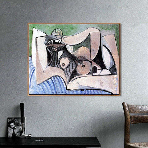 INVIN ART Framed Canvas Giclee Print Art 1960 Femme nue couch??e by Pablo Picasso Wall Art Living Room Home Office Decorations