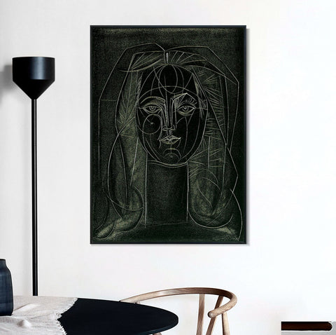 INVIN ART Framed Canvas Giclee Print Art 1946 Portrait de Francoise au long cou I by Pablo Picasso Wall Art Living Room Home Office Decorations