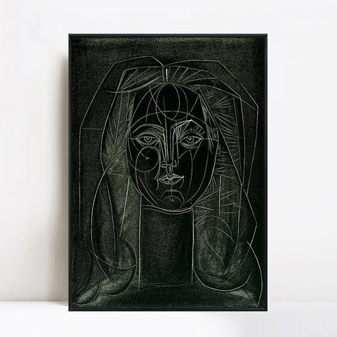 INVIN ART Framed Canvas Giclee Print Art 1946 Portrait de Francoise au long cou I by Pablo Picasso Wall Art Living Room Home Office Decorations