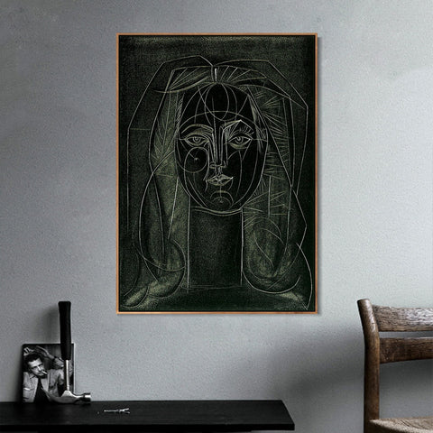 INVIN ART Framed Canvas Giclee Print Art 1946 Portrait de Francoise au long cou I by Pablo Picasso Wall Art Living Room Home Office Decorations