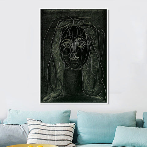 INVIN ART Framed Canvas Giclee Print Art 1946 Portrait de Francoise au long cou I by Pablo Picasso Wall Art Living Room Home Office Decorations