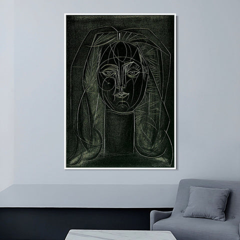 INVIN ART Framed Canvas Giclee Print Art 1946 Portrait de Francoise au long cou I by Pablo Picasso Wall Art Living Room Home Office Decorations