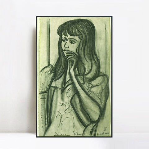 INVIN ART Framed Canvas Giclee Print Art 1947 Portrait de Florence Loeb by Pablo Picasso Wall Art Living Room Home Office Decorations