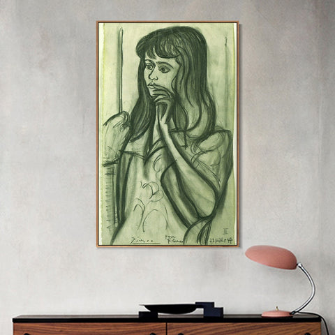 INVIN ART Framed Canvas Giclee Print Art 1947 Portrait de Florence Loeb by Pablo Picasso Wall Art Living Room Home Office Decorations