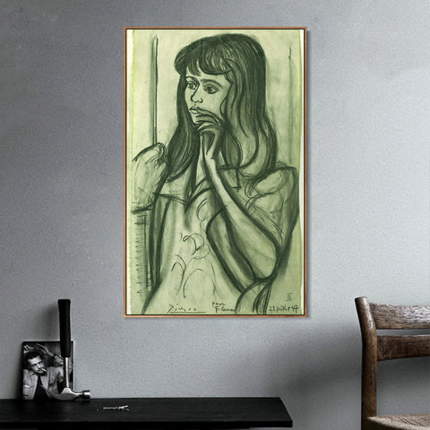 INVIN ART Framed Canvas Giclee Print Art 1947 Portrait de Florence Loeb by Pablo Picasso Wall Art Living Room Home Office Decorations