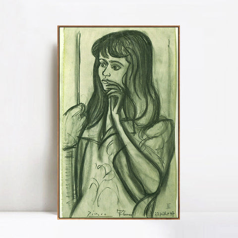 INVIN ART Framed Canvas Giclee Print Art 1947 Portrait de Florence Loeb by Pablo Picasso Wall Art Living Room Home Office Decorations