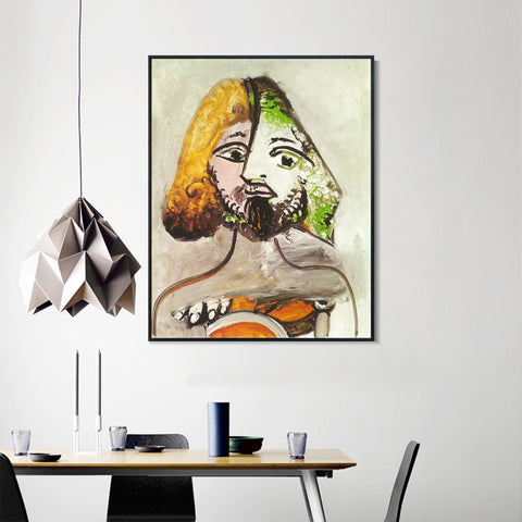 INVIN ART Framed Canvas Giclee Print Art 1971 Buste d'homme by Pablo Picasso Wall Art Living Room Home Office Decorations
