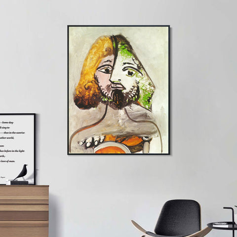 INVIN ART Framed Canvas Giclee Print Art 1971 Buste d'homme by Pablo Picasso Wall Art Living Room Home Office Decorations