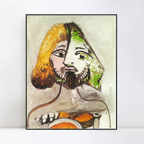 INVIN ART Framed Canvas Giclee Print Art 1971 Buste d'homme by Pablo Picasso Wall Art Living Room Home Office Decorations