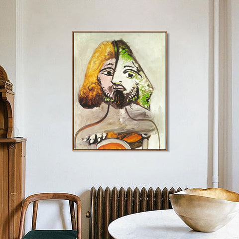 INVIN ART Framed Canvas Giclee Print Art 1971 Buste d'homme by Pablo Picasso Wall Art Living Room Home Office Decorations