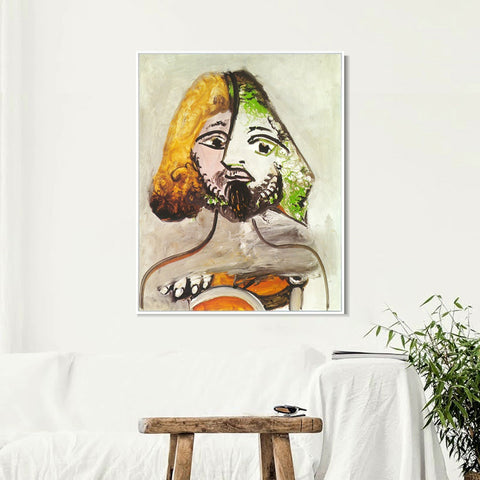 INVIN ART Framed Canvas Giclee Print Art 1971 Buste d'homme by Pablo Picasso Wall Art Living Room Home Office Decorations