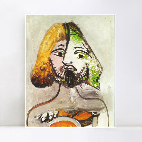 INVIN ART Framed Canvas Giclee Print Art 1971 Buste d'homme by Pablo Picasso Wall Art Living Room Home Office Decorations
