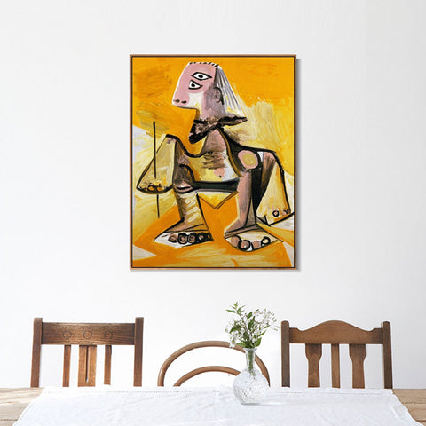 INVIN ART Framed Canvas Giclee Print Art 1971 Homme accroupi by Pablo Picasso Wall Art Living Room Home Office Decorations